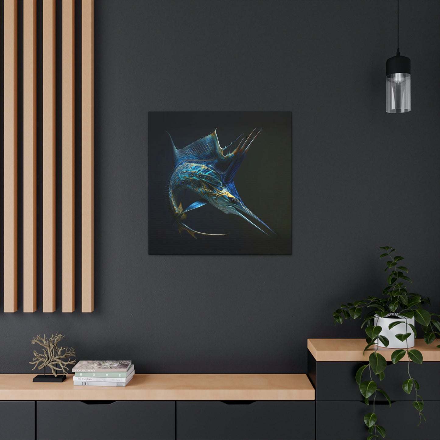 Blue Marlin Abstract Art Print Canvas